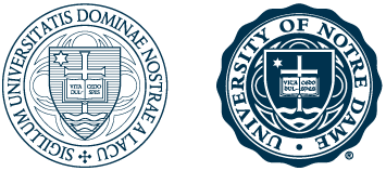 Two versions of the university seal in blue