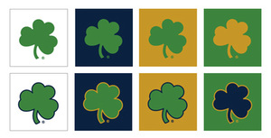 Shamrock Variations in green, gold, and blue