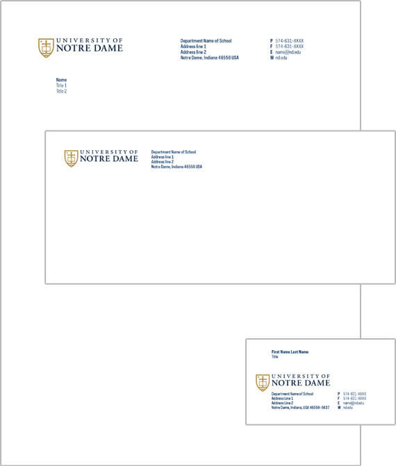 Example of stationary including a matching envelope and business card